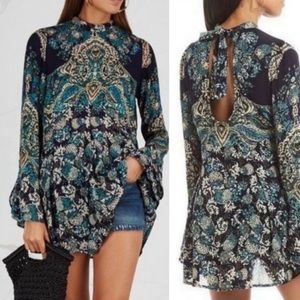 Free People Lady Luck Print Tunic Dress Blouse S
